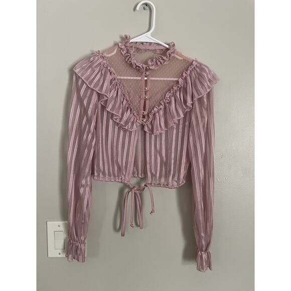 Vintage Boho Pink Lace Two Piece Dress Set Victorian Revival Prairie Style Sz 8 - Picture 11 of 16